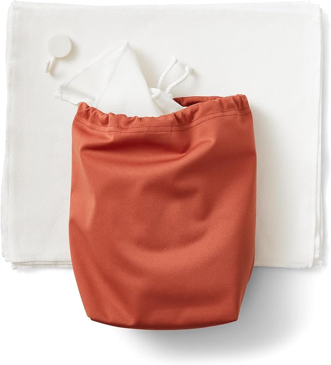 Esembly Paperless Towel Roll - Reusable Kitchen Towels 12-Pack Washable Cotton with Laundry Bag & Hook - Zero-Waste, Absorbent, Washable - Clay