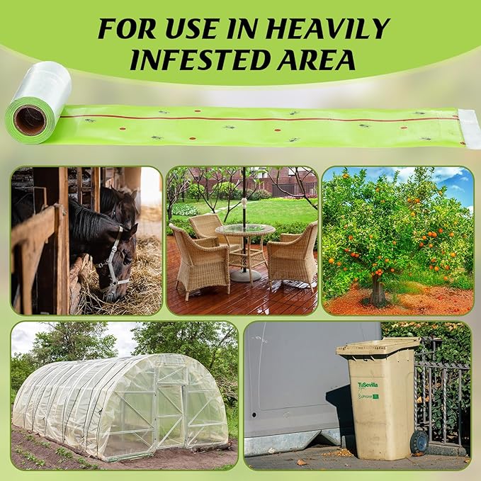 Qualirey 50 Rolls Spotted Lantern Fly Traps 30 Feet Each Roll Fly Tree Trap Sticky Strips Outdoor Fruit Glue Strips Disposable Tape Indoor Paper Sheets for Protecting Trees (Green)