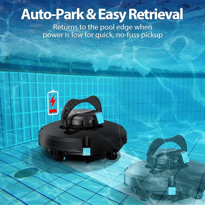 Solar-Powered Robotic Pool Surface Skimmer Cleaner with 24/7 Continuous Cleaning and Re-Engineered Twin Salt Tolerant Motors, Dual Charging,Smart Obstacle Avoidance, 150-um Filtration