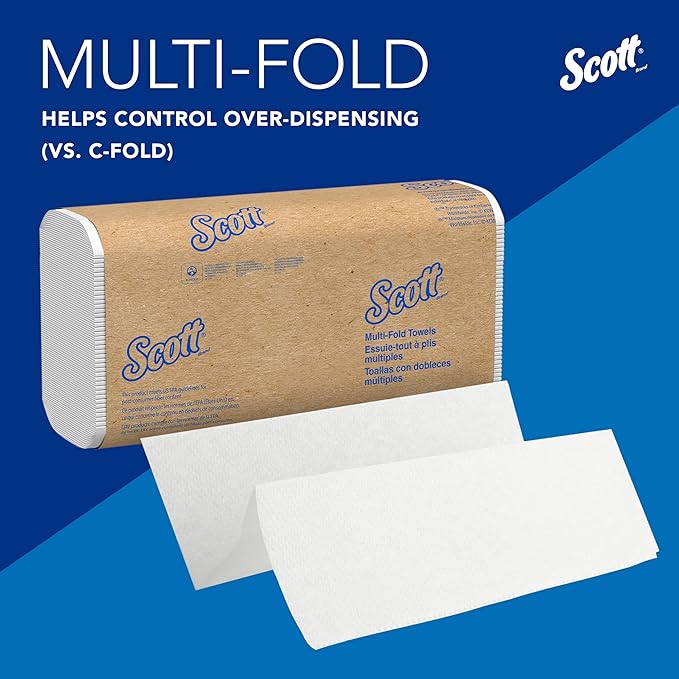 Scott Professional Universal Multifold Paper Towels, Bulk (03650), Absorbency Pockets, White, 9.2"x9.4" Towel, Compressed, Compact (Pack of 12)
