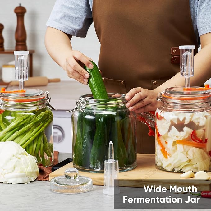 0.6 Gal Fermentation Kit, Glass Jars, Weights & Airlocks, 2 Pack | Perfect for Sauerkraut, Kimchi, Kombucha and Pickles
