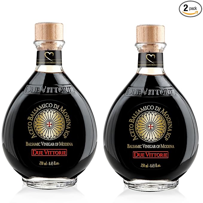 Due Vittorie Oro Gold, Barrel Aged Balsamic Vinegar of Modena IGP, All-Natural, Extra Dense Premium Vinegar Aceto Balsamico di Modena IGP Italy - 8.45fl oz / 250ml - Pack of 2