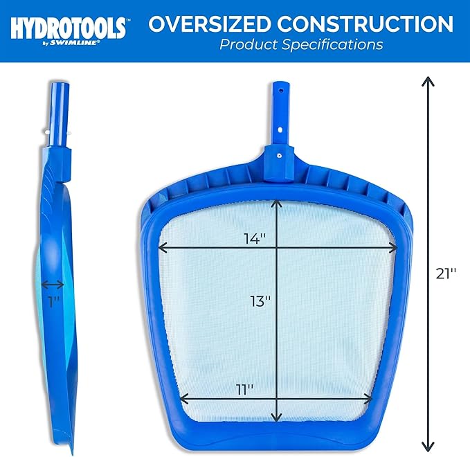 Swimline 8039 Premium Extra Strong Leaf Skimmer Net Head Cleaner for Swimming Pool Spa Fountain Pond Hot Tub Leaves Bugs Debris Fine Cleaning Maintenance, Heavy Duty Large, Blue (Pack of 4)