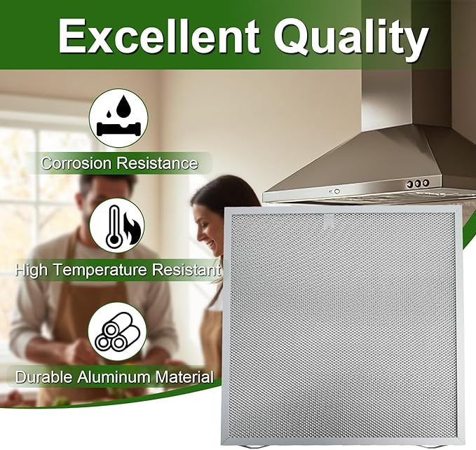 2-Pack Range Hood Grease Filters 5-Layer Aluminum Mesh 14 X 13.7 X 0.4 Inchs Compatible with Broan Nutone Replace#: S97017415 97017415