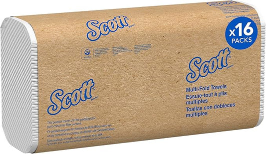 Scott Professional Universal 100% Recycled Fiber Multifold Paper Towels, Bulk (01807), Absorbency Pockets, 9.2"x9.4" Towel, Compressed, Compact (250 Sheets/Pack, 16 Packs/Case, 4,000 Sheet Total)