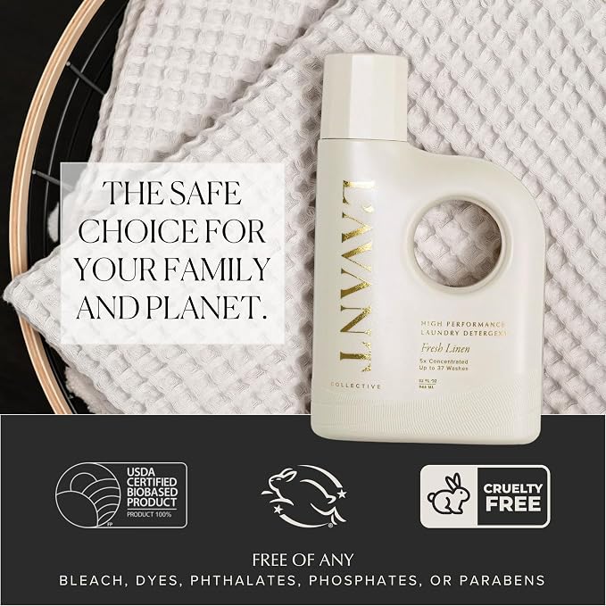 L'AVANT Collective Luxury Laundry Detergent | Fresh Linen | Natural Non-Toxic Liquid Laundry Soap with Enzymes | Plant-Based, HE Compatible, Protects Colors | 30 oz