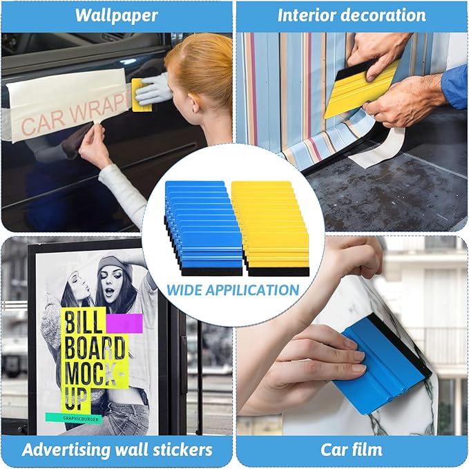 simarro 100Pcs Felt Squeegee for Vinyl Decal Tools, 4 Inch Car Window Windshield Glass Felt Edge Squeegee Vinyl Scraper Applicator Tool for Crafts Car Window Tint Wallpaper Glass Film Application