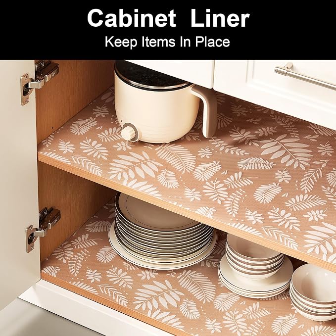 Cooyes Shelf and Drawer Liners for Kitchen Cabinets, Non Adhesive Cabinet Liner, EVA Waterproof Durable Non-Slip Drawer Mats for Shelves, Refrigerator, Storage, Desks（11.8" W x 360" L）