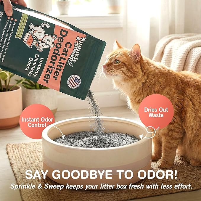 Sprinkle & Sweep: Litter Box Deodorizer - 4 Pack, 8oz Bags - Cat & Kitten Home Odor Neutralizer, Ultra-Absorbent Formula, Non-Toxic, Pet Smell Control