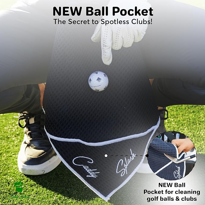 Original Golf Club Water Brush +Golf Pocket Mag Towel - Black Bundle
