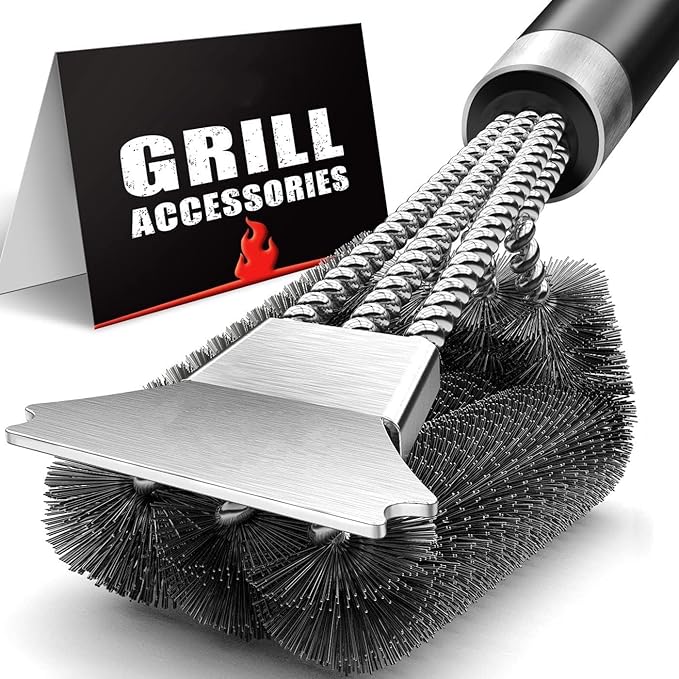INVODA BBQ Cleaning Brush BBQ Brush BBQ Tool Grill Brush with Scraper, Adjustable Handle with Bottle Opener BBQ Brush for Outdoor Grill/Smoker/Gas and Charcoal Grill Cleaning