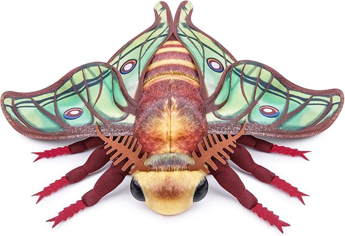 Spanish Moon Moth Plush Toy - Realistic Spanish Moon Moth Stuffed Animals 11in, Lifelike Soft Big Moths Plushie Model Toys, Unique Plushs Gift Collection for Kids