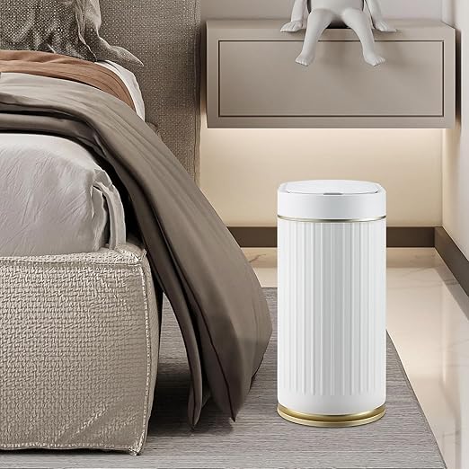 SYNCVIBE Bathroom Trash Can with Lid Automatic 2 Gallon Motion Sensor Garbage Bin, 7.5 Liter Smart Trash Bin Bathroom Decor, Plastic Garbage Can, Narrow Trash Can for Bedroom, Office, Living Room