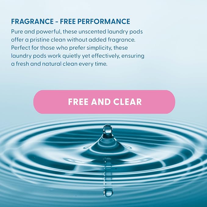 Luxury Laundry Pods - Plant-Based Detergent Unscented | Biodegradable PVA Film | Made in USA | 60 Count (Free & Clear)