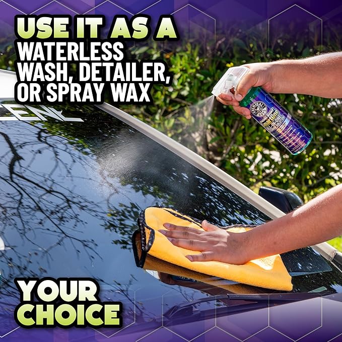 Chemical Guys Raging Rhino Waterless Car Wash And Quick Detailer Spray, No Rinse Exterior Cleaner For Paint, Glass, Wheels, Plastic, And Chrome, Spray And Wipe Shine, 128 Fl Oz