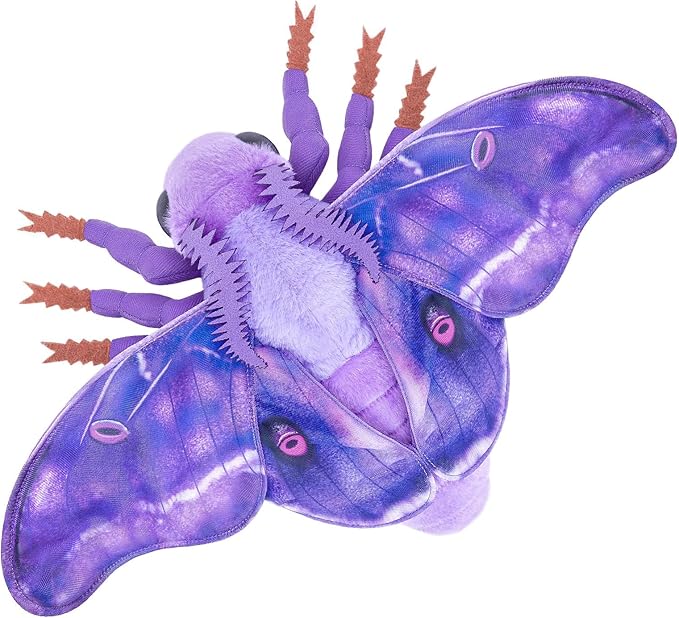 Moth Stuffed Animals Toy, Lifelike Purple Moths Plush 11in, Realistic Soft Big Wing Plushies Figure Gift Collection for Kids