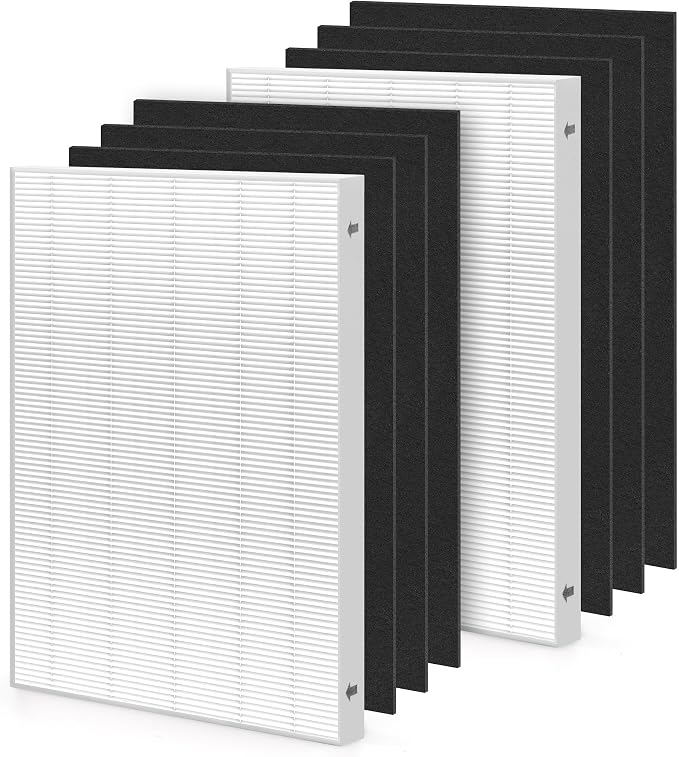 Aera Max 200 HEPA Filter Replacement Compatible with Fellowes AeraMax Air Pur-ifiers Model 190 200 DX55 True HEPA Air Filter Part# 9287101 9324101, 2x H13 True HEPA and 6x Carbon Pre-Filter