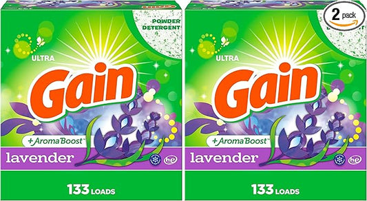 Gain Powder Laundry Detergent, Lavender Scent, 133 Loads, 123 OZ (Pack of 2)