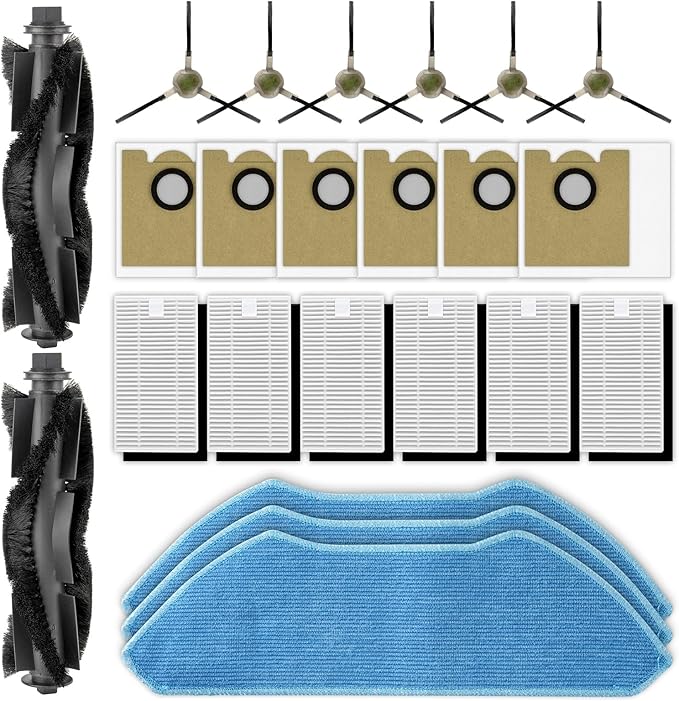 (23 Pack) M2 Plus/ M2L Plus Replacement Parts Compatible with Lefant M2 Plus/ M2L Plus Robot Vacuum Cleaner, 2 Roller Brushes, 6 Side Brushes, 6 HEPA Filters, 3 Mop Pads, 6 Dust Bags, Accessories Kit