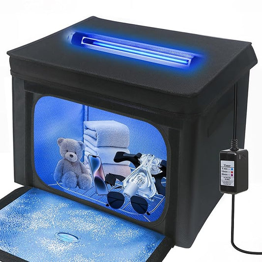 Large UV Sanitizer Box, 36L Portable Sanitizing and Cleaning Machine with 3-Level Timer, O-zone Foldable UV Cleaner Box for Household Use Like Phone, Towel, Key, Etc. with O-zone