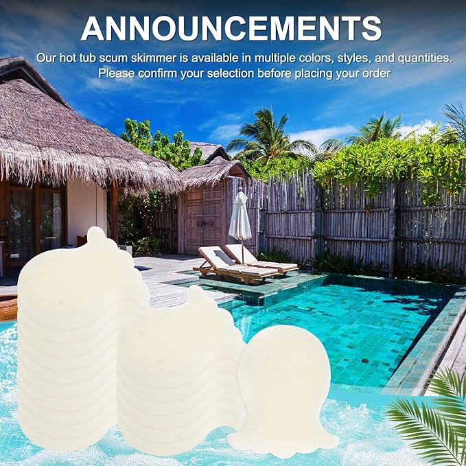 M METERXITY 2-Pack Hot Tub Scum Absorber, 12.5x11.3 Cm/4.9x4.4 Inch Sponge Octopus Pattern Scum Balls for Spa, Bathtub and Swimming Pool to Soak Up Oils Bathtub Accessories [White]