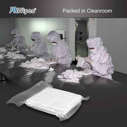 AAwipes Cleanroom Microfiber Wipes Knitted Superfine 6"x6" (100 Counts/Bag, 180gsm, Polyester-Polyamide) Lint Free Cloths for Fiber Optics, Ultrasonic Sealed Edge, Class 100 Cloths (MC18006)