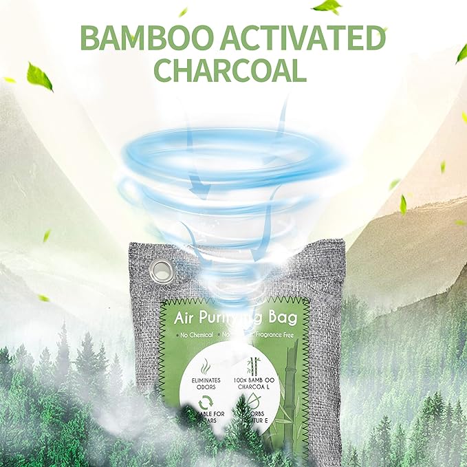8 Pack Bamboo Charcoal Air Purifying Bag, Activated Charcoal Bags Odor Absorber, Moisture Absorber, Natural Car Air Freshener, Shoe Deodorizer, Odor Eliminators For Home, Pet, Closet, Car