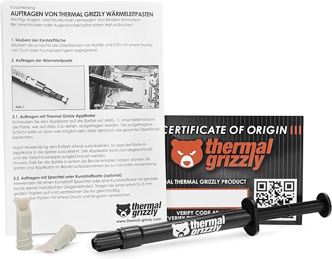 Thermal Grizzly Kryonaut Extreme - 2 Gram - Extremely High Performance Thermal Paste with 12 Cleaning Wipes 6 Wet & 6 Dry- for Maximum Thermal Conductivity While Overclocking CPU/GPU/PS4/PS5/Xbox