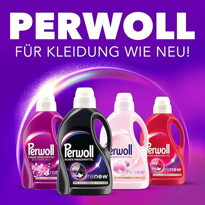 Perwoll Renew Black (52 Washes), Detergent For All Dark Colors, Strengthens Fibers and Improves Color