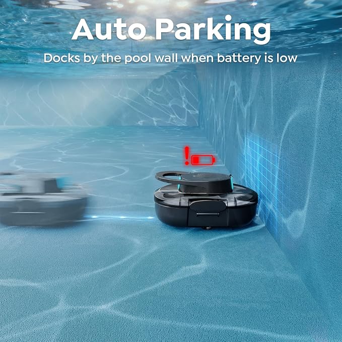 S1 Pro Cordless Robotic Pool Cleaner, 130-Min Runtime, Cleans Up to 1,292 Sq.Ft, Dual-Motor Pool Vacuum, Automatic Cleaner with Large Filter Basket, Fast Charging & Self-Parking (Midnight Black)