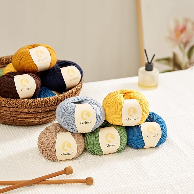 100% Merino Wool Yarn, 6-Ply Luxurious and Soft Yarn for Hand Knitting & Crocheting, 1.76 OZ/50g, 127 yds/116 Meters(Bright Yellow, 3 Balls)