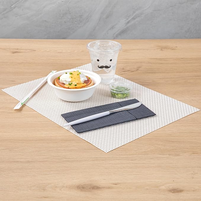 Restaurantware-Moderna 7.75 Inch Fancy Flatware, 50 Durable Plastic Flatware - With White Handle For Grip, Heavy-duty, Silver Plastic Knives, Serrated Edges Or Restaurants