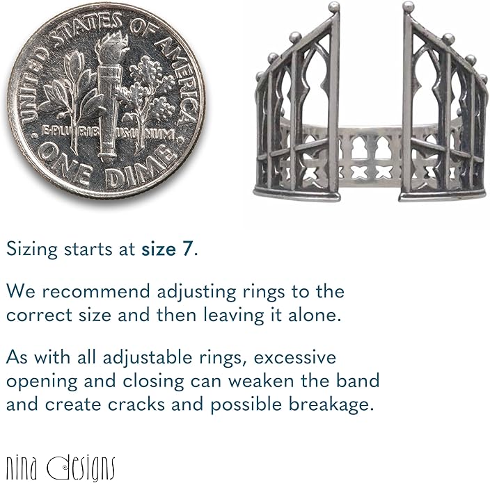 NINA DESIGNS Sterling Silver Rings - Adjustable Ring, Silver Jewelry for Women, 925 Sterling Silver, Gift for Women Women’s Rings