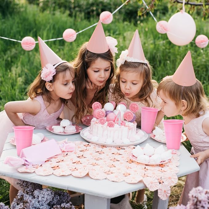 Kochorie 50 Pack Disposable Plastic Cups 16 Oz Solid Color Drinking Cups Party Supplies Strong and Sturdy Drinkware Cup For Birthday, Wedding, Baby Shower, Gender Reveal Party& Daily Use, Pink