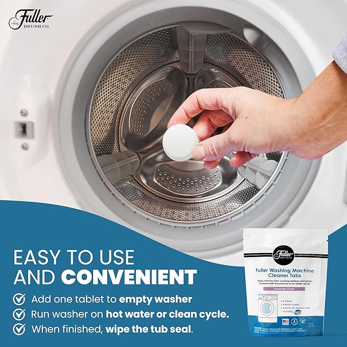 Fuller Washing Machine Cleaner Tablets – Washer Cleaner for Front Load, Top Load - Removes Odor, Dirt, Grime, Lavender Scent, Septic Safe (Pack of 4)