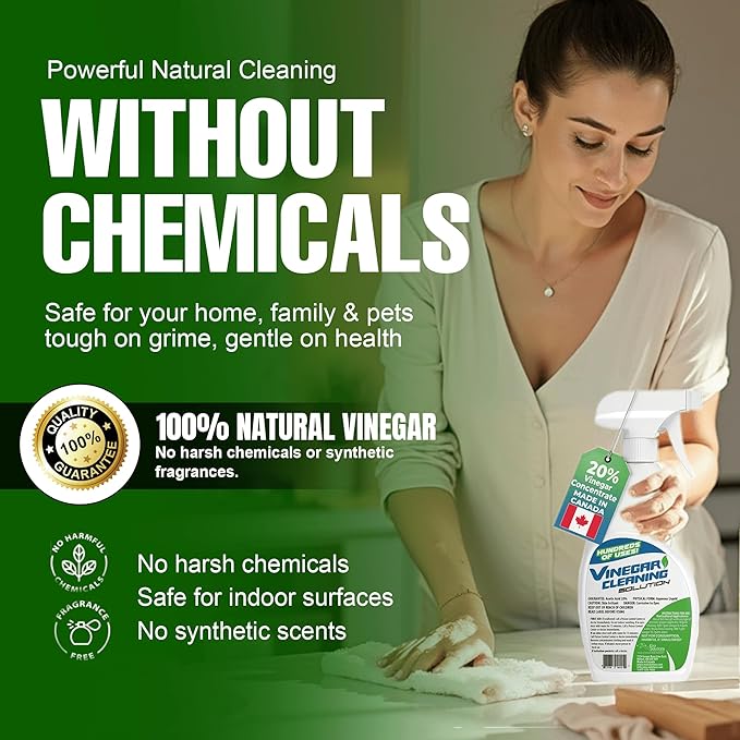 Eco Solutions All Purpose Vinegar Cleaning Solution is a Multi Use Home & Garden Cleaner, 20% Vinegar concentrate - 1 L Spray Bottle