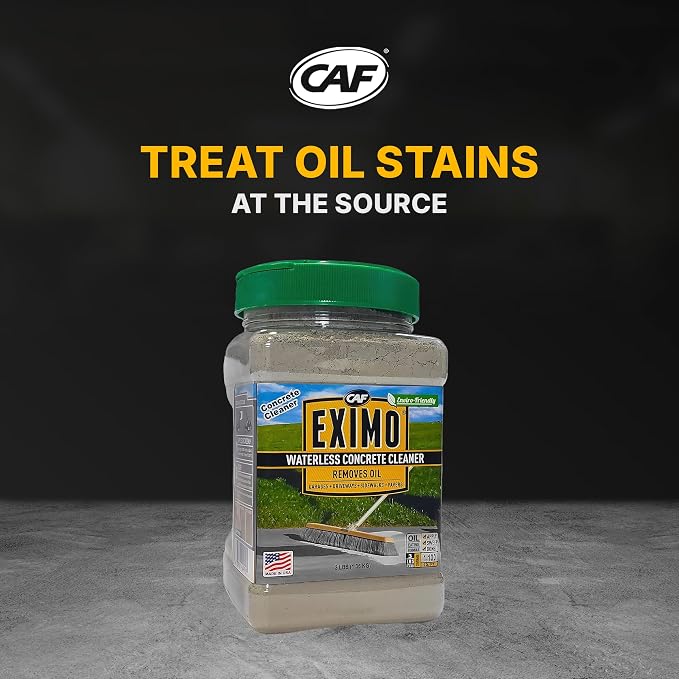 CAF Outdoor Cleaning EXIMO Waterless Concrete Cleaner, Oil Stain Remover for Asphalt, Driveway, Garage Floor, Basement and Walkway Surfaces, Natural Concrete Cleaner Powder Treatment, 3 lb Container