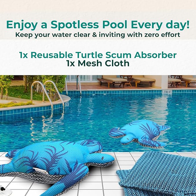 Hot Tub Scum Absorber Turtle, Scum Sponge for Hot Tub & Spa – Floating Hot Tub Scum Sponge Soaks Up Oils, Must Have Hot Tub Accessories, Keeps Spa Water Clean & Clear