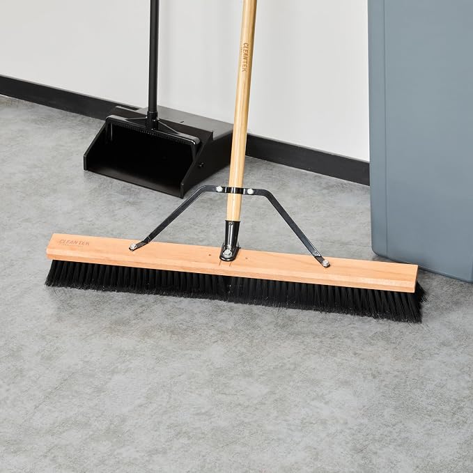 Restaurantware-BROOM HEAD ONLY: Clean Tek Professional 30-Inch Broom Head, 1 Heavy-Duty Push Cleaning Tool - Handle And Brace Sold Separately, Fine Plastic Bristles, Wooden, Commercial Use