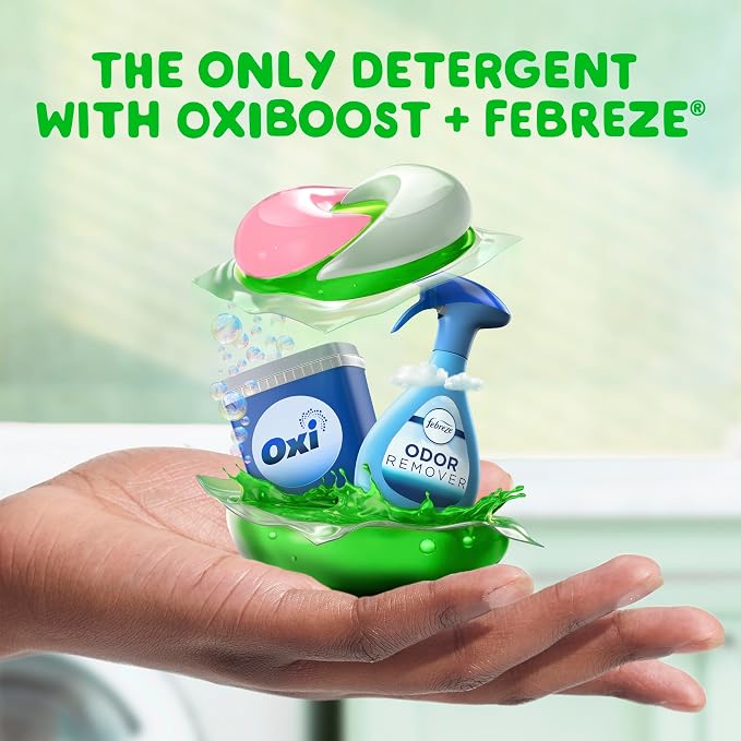 Gain Happy Laundry Bundle: Gain Super Sized Flings Laundry Detergent Pacs, 3-in-1 Detergent Pacs with Febreze and Oxi, 45 Count + Gain In-Wash Laundry Scent Booster Beads, 24 oz, Hibiscus Hula Scent