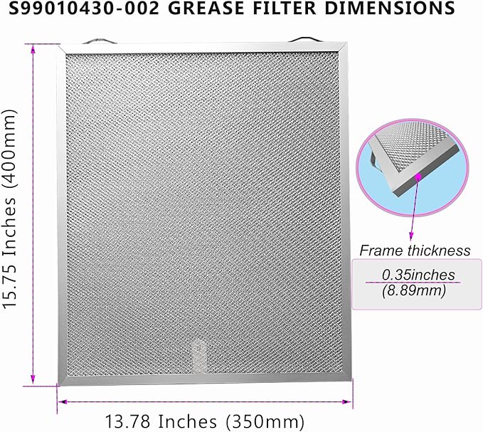 2Pack S99010430-002 Range Hood Grease Filters Compatible With B-roan N-utone HPF30 4512880 and Ken-more Rnge Hood Filter Replacement by Size 13 7/8" X 15 3/4" X 3/8"