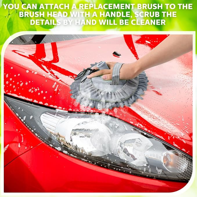 Tallew 5 Pcs Car Wash Mitt Kit, Car Clean Brush Not Included, Microfiber Mitt Clean Detail Cleaning Tools Truck Washing Chenille Scratch Replacement Kit for Auto RV Pickup Bus (Gray)