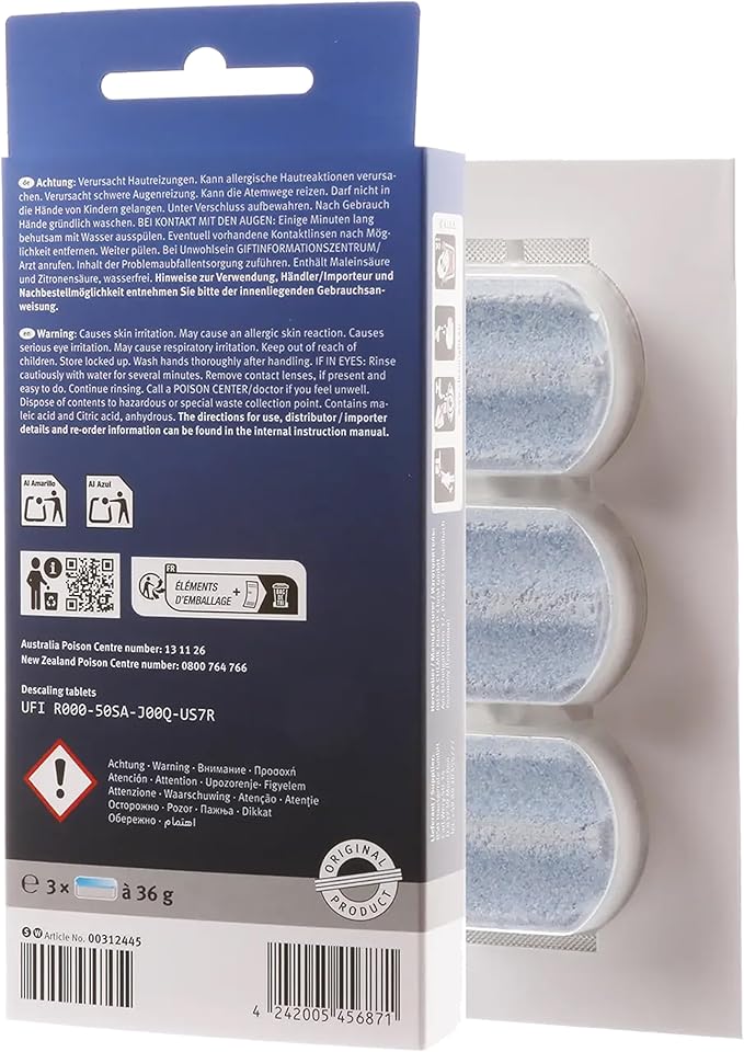 Descaling Tablets for Coffee Machines compatible with Bosch Siemens Neff Gaggenau, 3 Tablets x 36gr