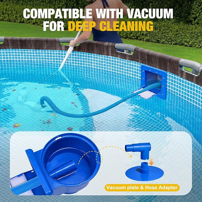 Above Ground Pool Skimmer, Heavy Duty Through-Wall Mount Pool Skimmer Kit with Accessories, Universal Fit for Standard Wall Openings, Klein Blue in-Wall Surface Skimmer Includes Leak-Free Teflon Tape