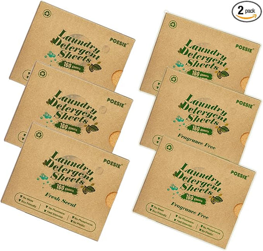 Poesie Laundry Detergent Sheet 960 Sheets Set Washing Sheets for Travel Laundry Soap Sheets Plastic-Free Biodegradable Hypoallergenic Liquid Less Dorm Home