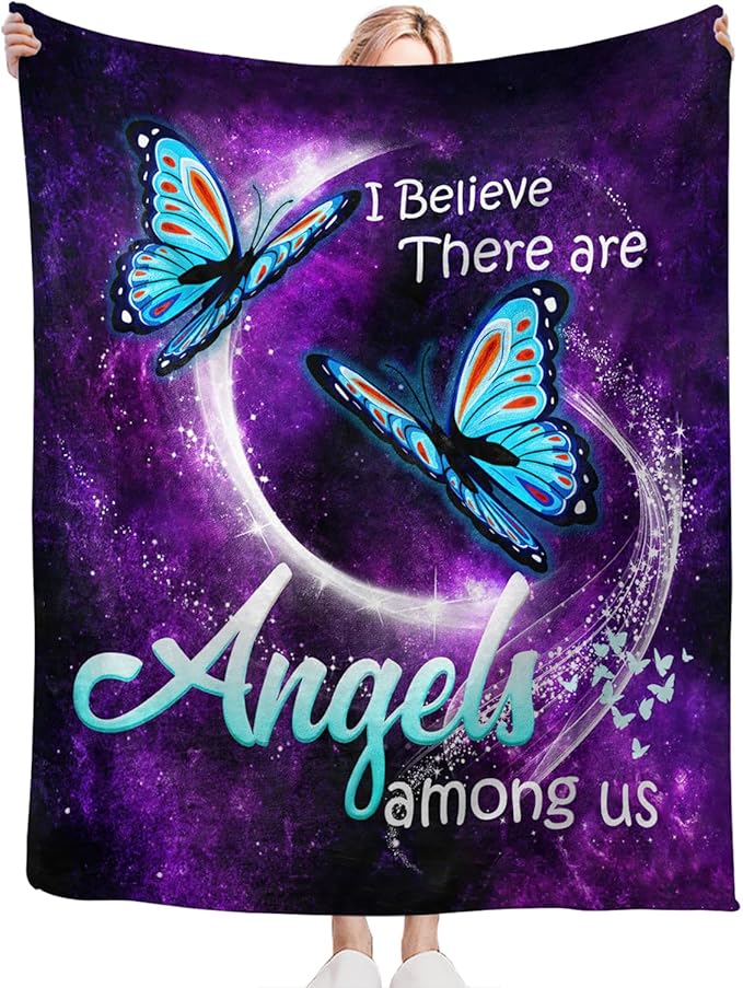 Tijuboni Butterfly Throw Blanket Blue Butterfly Gifts for Girls Boys Women Men Kids Adults Soft Flannel Fleece Blanket for Couch Sofa Bed Home Decor 60"x80"