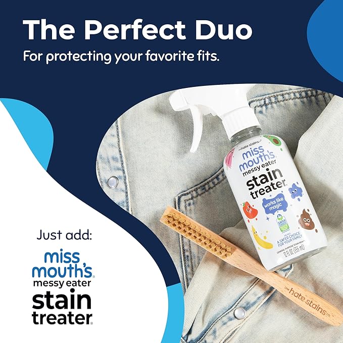 Miss Mouth's Messy Eater Stain Treater - 16oz Spray & 16oz Refill Pouch - Laundry Spot Cleaner for Clothes, Carpet & Upholstery - Baby Stain Remover