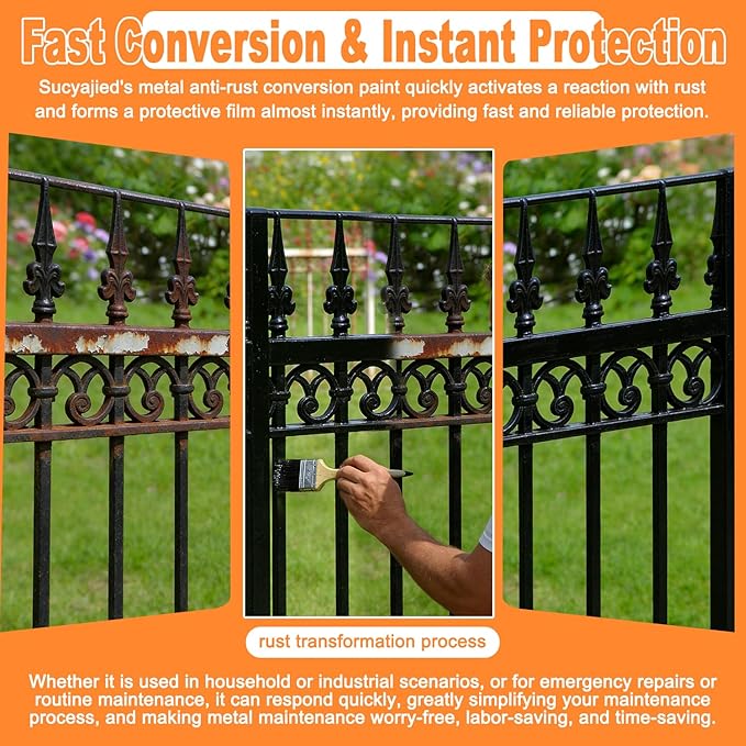 2-In-1 Rust Converter & Metal Primer, 70.5 Oz Rust Remover Paint for Metal,Rust Conversion Paint, Anti-Rust Inhibitor Hardener, for Rusty Metal/Trailer/Chassis/Frame(Black)