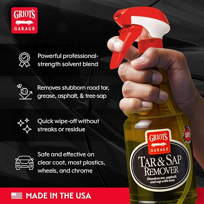 Griot's Garage Tar and Sap Remover for Car Cleaning and Detailing, Exterior Cleaner for Paint, Plastics, Wheels, and Chrome, 22oz, 10873