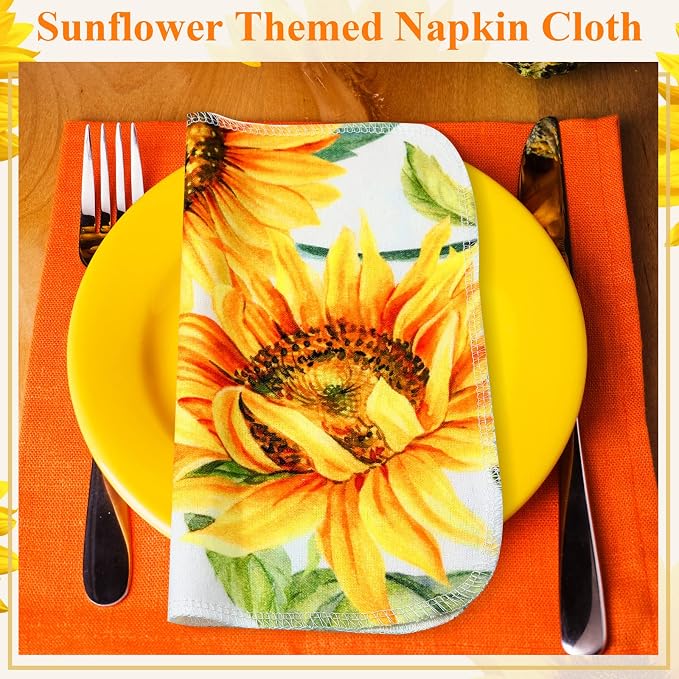 Redbaker 50 Pcs Reusable Paper Towels Paperless Reusable Cotton Cloths Toilet Absorbent Washable Paper Towels with Roll Kitchen Dishcloth for Kitchen Paperless Dishcloths(Sunflower)
